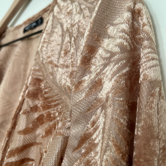 Nasty Gal Crushed Velvet Bell Sleeve Crop Top - Pink - US Size 2 - Picture 4 of 5